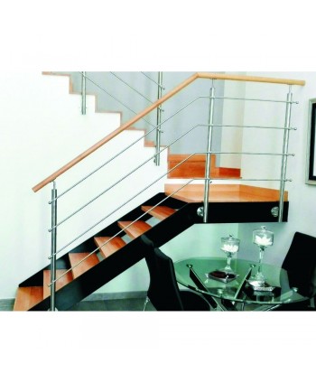 Baranda acero inox con pasamanos de madera Nº8005