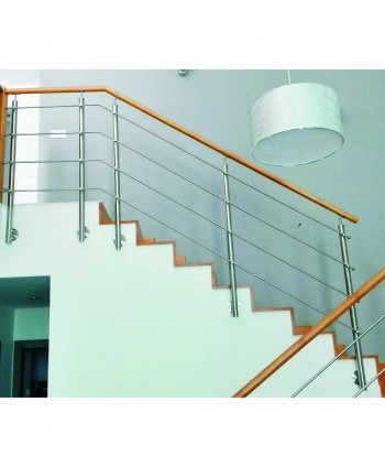 Baranda sencilla de acero inoxidable y madera Nº8006