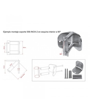 Soporte inox satinado a 90º para esquina interior 556-INOX-2