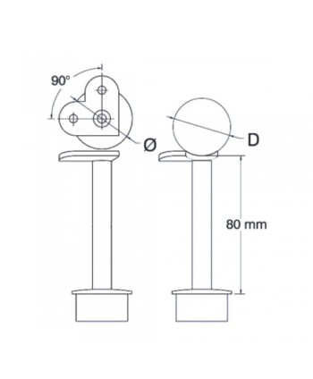 Soporte fijo 653-INOX para poste redondo y pasamanos a 90º