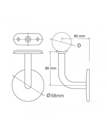 Soporte regulable para colocar pasamanos inox pared 703-INOX
