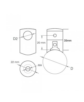 Soporte con agujero pasante para barras redondas 770-INOX