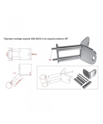 Soporte esquinero exterior tubo acero espejo 2556-INOX-3