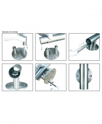 Soporte de pared acero pulido espejo para poste 2556-INOX