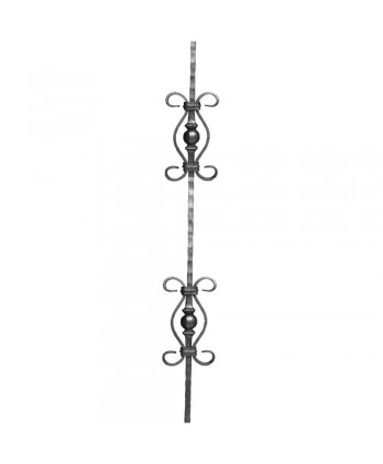 8-BF Balaustre forjado con rizos y doble bola