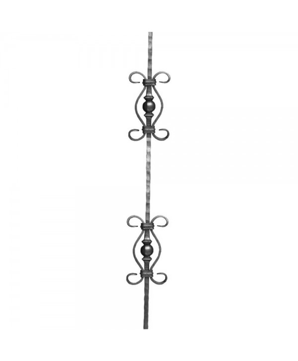 8-BF Balaustre forjado con rizos y doble bola