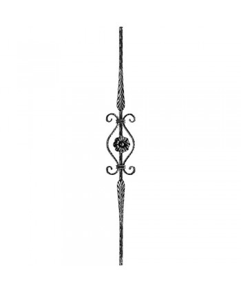 32-BF Barrote espiga con rizos y rosetas de forja