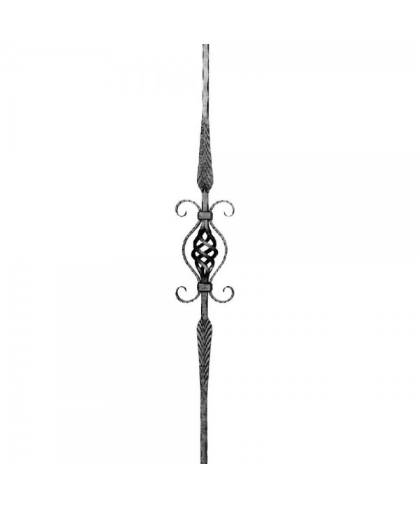 33-BF Barrote espiga cobra con rizos de forja