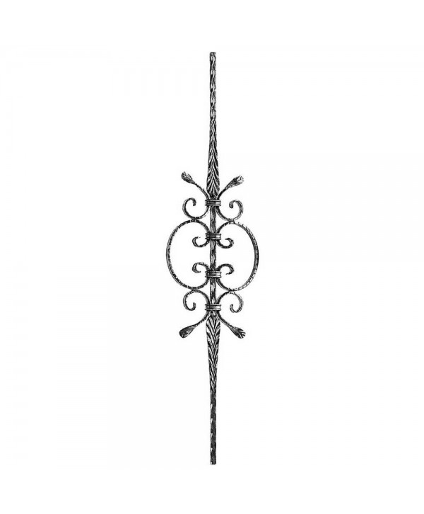 34-BF Barrote con rizos y cuadrado forjado