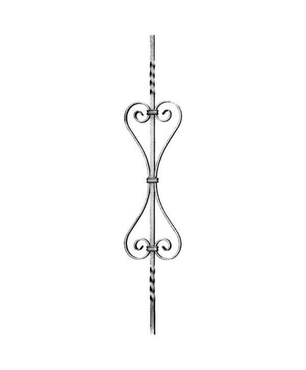 57-BF Balaustre sencillo con rizos forjados