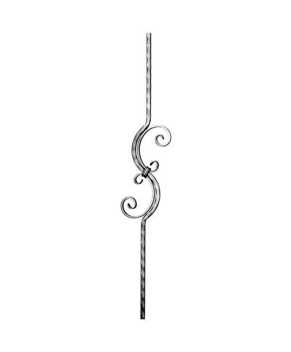 59-BF Balaustre machacado de forja con rizos