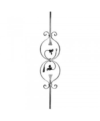 65-BF Barrote moderno de forja con rizos y hojas