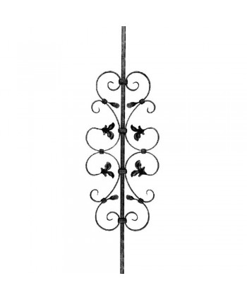 76-BF Barrote con rizos y hojas forjadas