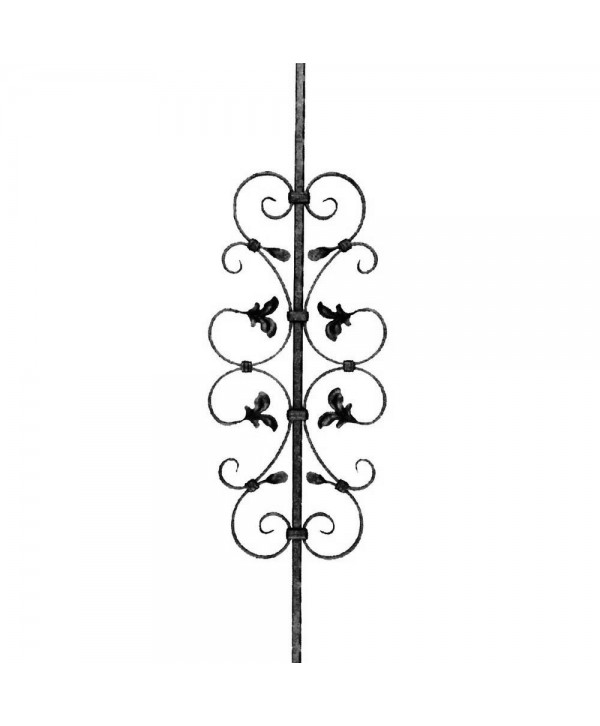 76-BF Barrote con rizos y hojas forjadas