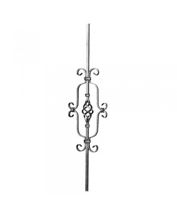 80-BF Balaustre de forja con rizos y piña central