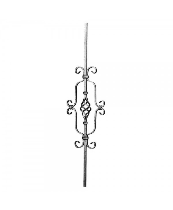 80-BF Balaustre de forja con rizos y piña central