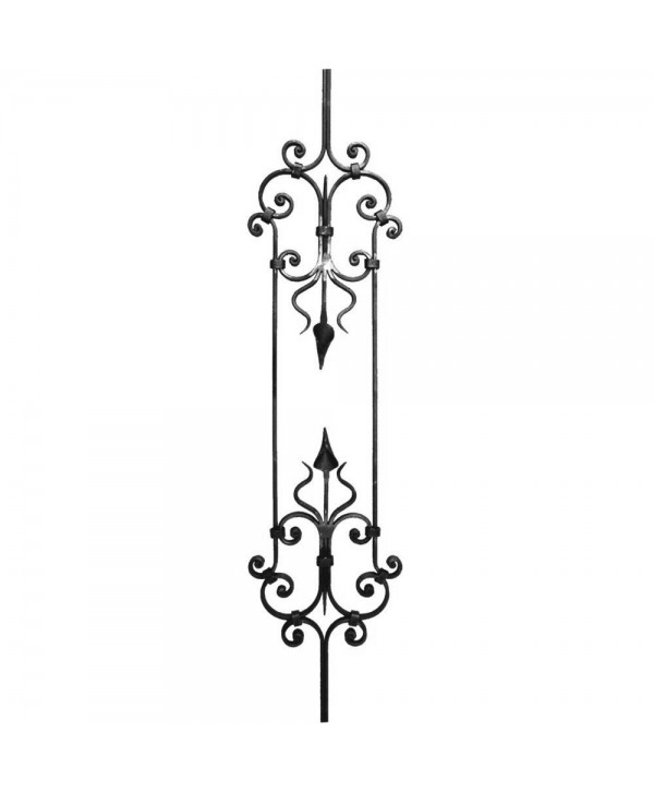 84-BF Barrote forjado a mano con rizos y hojas