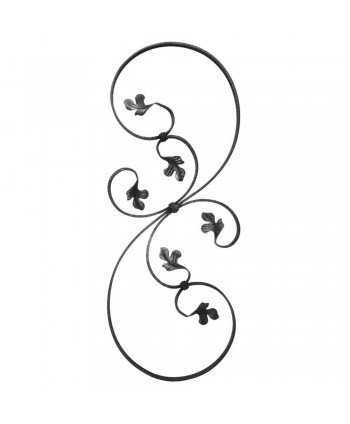 90-BF Balaustre forjado con hojas y pletina rayada