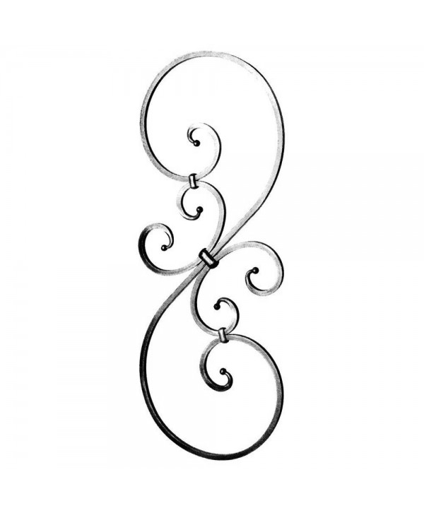 98-BF Balaustre panel en forma de S de hierro forjado