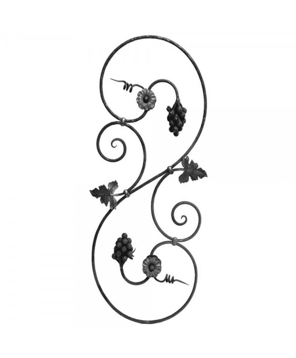 164-BF Balaustre panel de forja con racimos de uvas y hojas