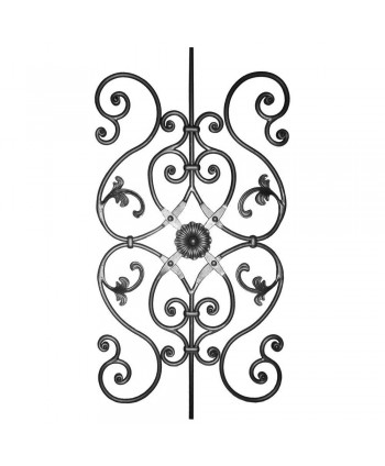 202-BF-R Panel barrote de forja con hojas y roseta