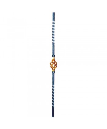 9-BL-S Barrote sencillo de hierro retorcido con piña laton