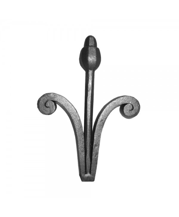58-AF Adorno de forja con rizos y bellota central