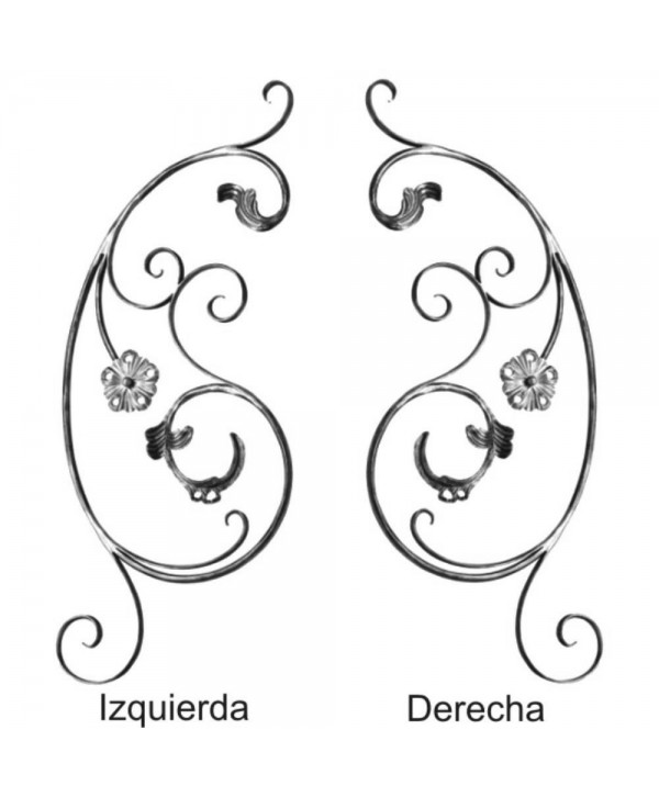 173-AF Adorno forjados con rizos, rosetas y hojas