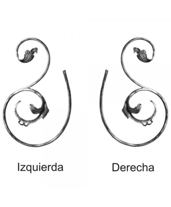 178-AF Adorno forjado con hojas y redondo labrado