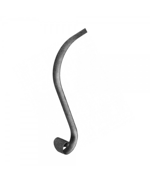 14-RT Remate largo de forja para pasamanos mediacaña lisa