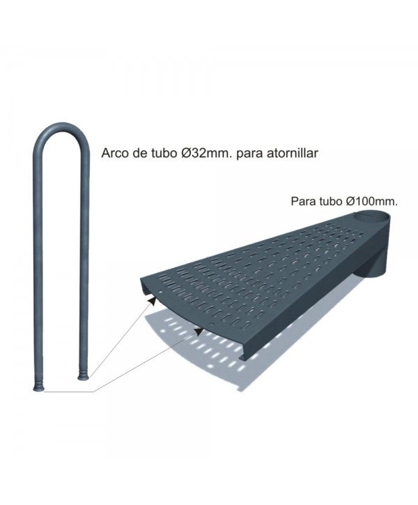 10-CHP Peldaño chapa para escalera caracol con casquillo