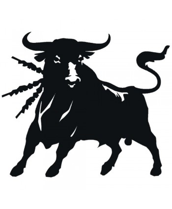 38-CHP Chapa plana de toro con banderillas