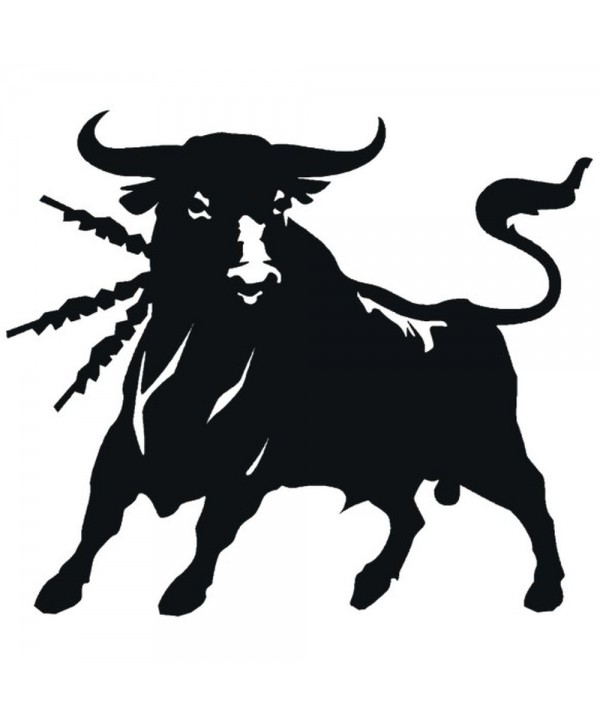 38-CHP Chapa plana de toro con banderillas