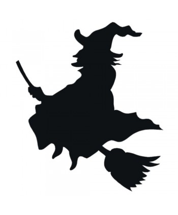 59-CHP Silueta de bruja volando con escoba