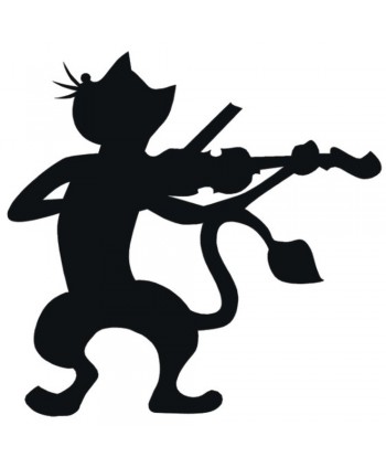 62-CHP Silueta de gato con violín de chapa