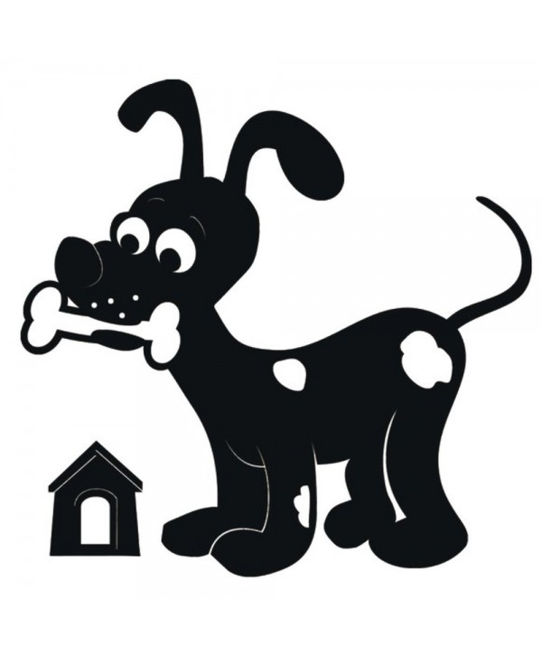 92-CHP Perro divertido con hueso en chapa plana