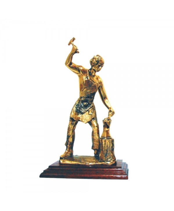 4-HRL Herrero bronce con base de madera