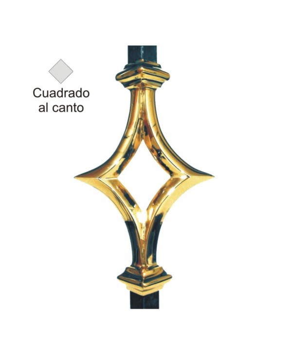 2-AL Adorno latón rombo con barra cuadrada al canto