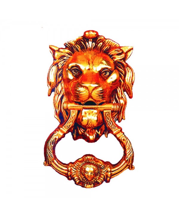 14-L Llamador latón con león y llamador en boca