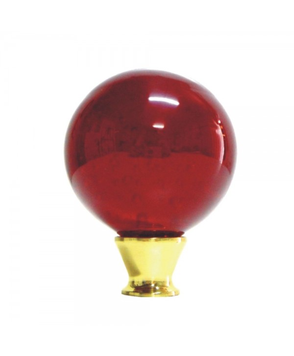32-RL Remate con base latón y bola roja cristal