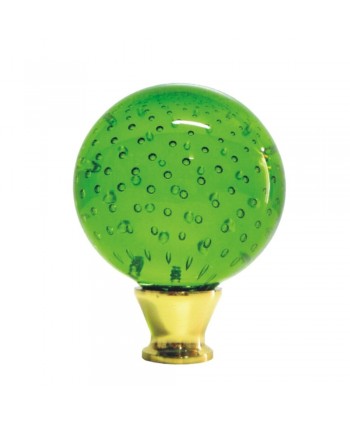 32-RL Remate  de bola cristal color verde laton