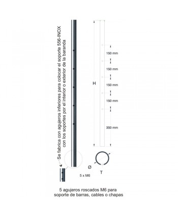 504-INOX Poste para barandilla de barras inoxidables