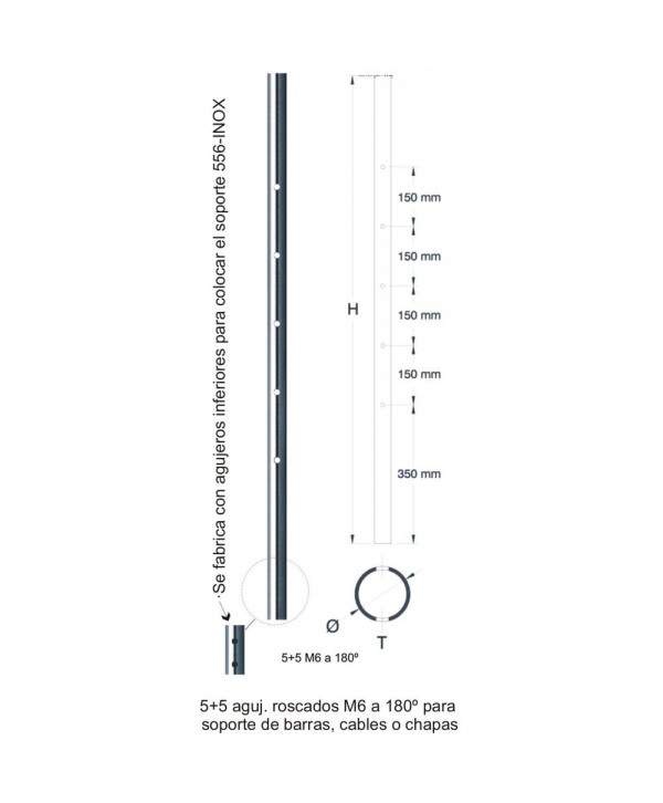505-INOX Arranque acero inoxidable para baranda