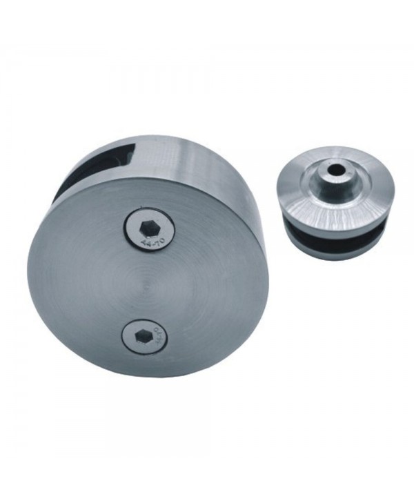 880-INOX Pinza redonda de acero inox para 1 cristal