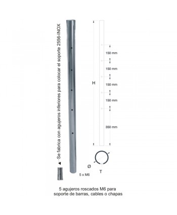 2504-INOX Poste acero inox brillo para balcones