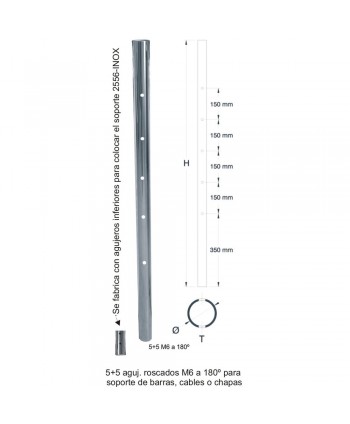 2505-INOX Poste para balcones en acero inox pulido