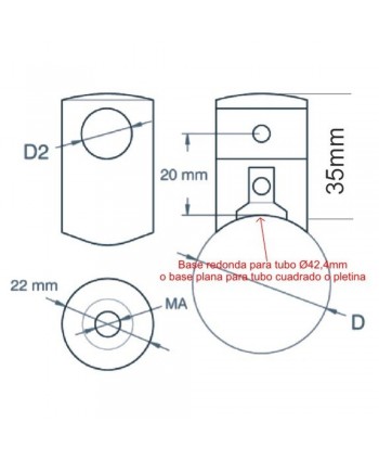 2771-INOX Medida soporte ciego de acero inoxidable