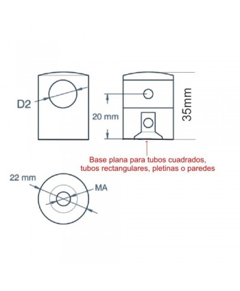 2772-INOX Medida soporte plano de acero inoxidable