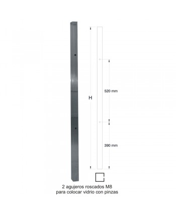 2800-INOX Poste de acero inox para barandillas