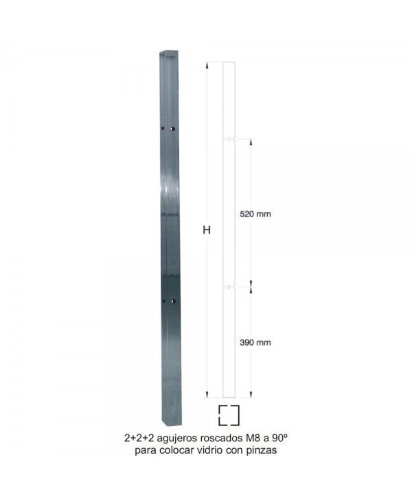 2803-INOX Arranque escalera cuadrado de inoxidable
